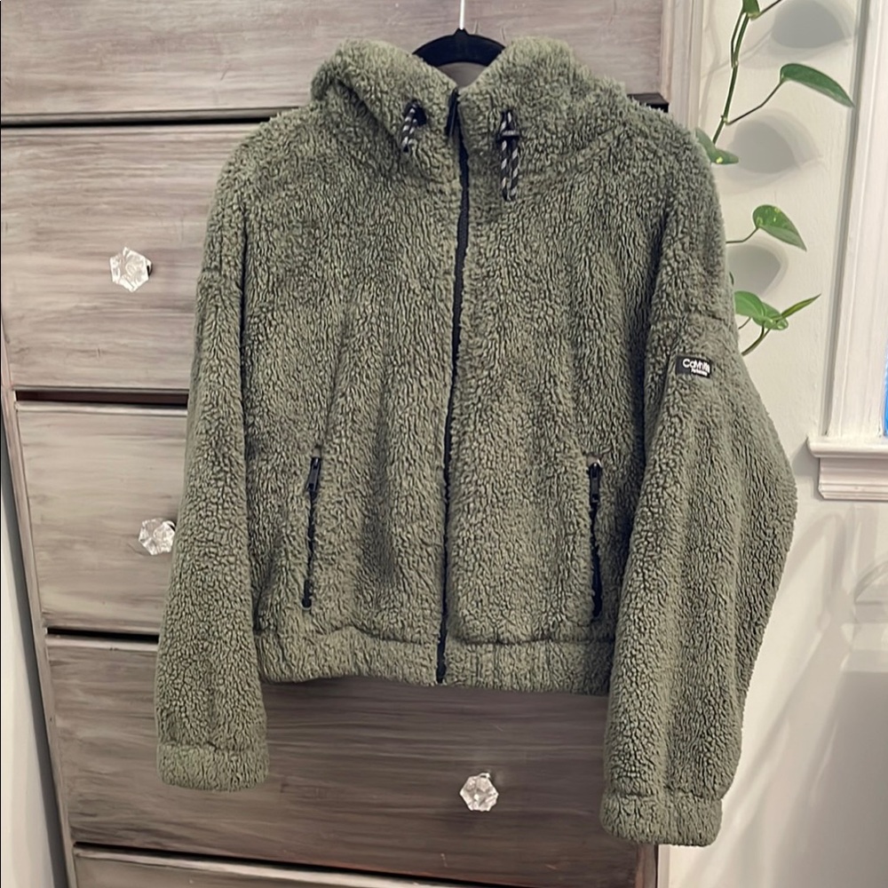Cozy Olive Green Sherpa Jacket